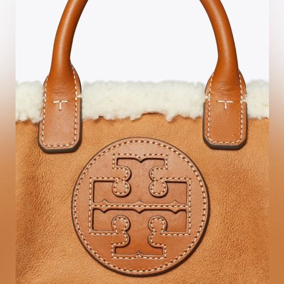 Tory Burch Ella Mini Leather & Shearling Tote. - Picture 7 of 14